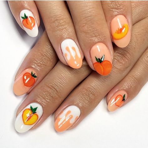 Go-To on Instagram: “@bluesy_nails does #GoToPeach. (And friggen smashes it, as expected.)” Peach Nail Art, Coral Nail Polish, Orange Nail Designs, Peach Nails, White Nail Polish, Bright Nails, Shellac Nails, Festival Nails, Just Peachy