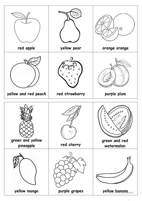 Kindergarten English Worksheets, Pictionary For Kids, Kindergarten Classroom Rules, Fruit Crafts, English Worksheets For Kindergarten, Fruits For Kids, Numbers Kindergarten, Learning English For Kids, Letter Worksheets