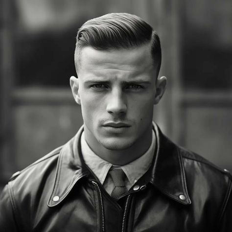 British Hairstyle, 1940s Mens Hairstyles, 1950s Mens Hairstyles, Vintage Hairstyles For Men, Old School Haircuts, Hairstyle 1940, Military Haircuts Men, Classic Mens Haircut, Gentleman Haircut