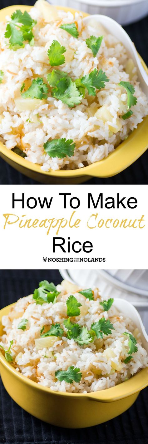 How to Make Coconut Pineapple Rice - I like to leave out the toasted coconut. Coconut Pineapple Rice Recipe, Coconut Pineapple Rice, Potluck Meals, Coconut Recipe, Pineapple Rice, Coconut Rice Recipe, Breakfast Bites, Seasoned Rice, Hawaiian Food