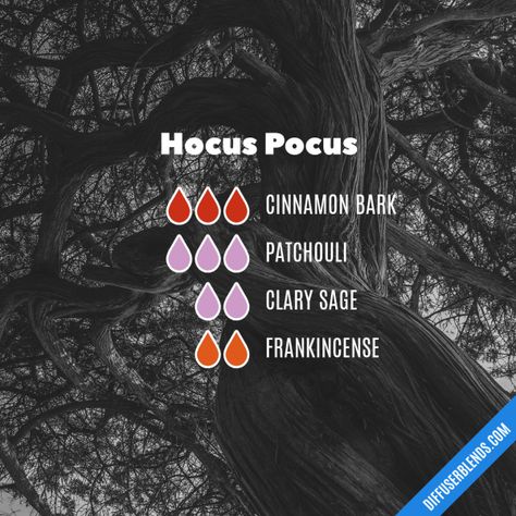 Essential Oil Diffuser Blends | DiffuserBlends.com Witchy Essential Oil Diffuser Blends, Hocus Pocus Diffuser Blend, Essential Oil Witch Blends, Hocus Pocus Essential Oil Blend, Spooky Essential Oil Blends, Witchy Diffuser Blends, Earthy Essential Oil Blends, Fantasy Essential Oil Blends, Witchy Oil Blends