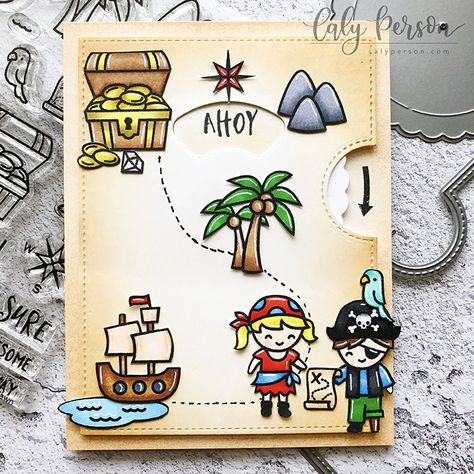 Pirate Card, Interactive Card, Paper Crafts Magazine, Ahoy Matey, Lawn Fawn Stamps, Diy Gift Card, Lawn Fawn Cards, Birthday Cards For Boys, Card Making Crafts