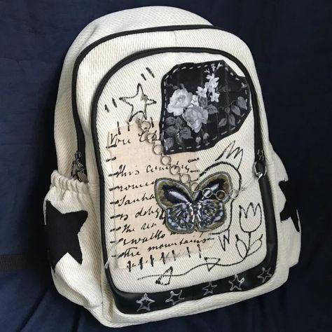 Xiuya Y2k Womens Backpack Japanese Style Original Luxury School Backpacks Vintage Fashion Casual Luxury School, Animal Print Decorations, Patchwork Aesthetic, Backpack Japanese, Butterfly Backpack, Harajuku Women, Aesthetic Bags, Japanese Harajuku, Personalized Backpack