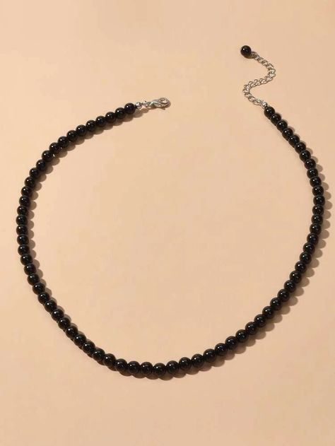 Beaded Neckalce, Black Beaded Necklace, Beaded Necklace Designs, Black Beaded Bracelets, Pola Gelang, Black Beaded Jewelry, Turquoise Bead Necklaces, Black Bead Necklace, Handmade Fashion Jewelry