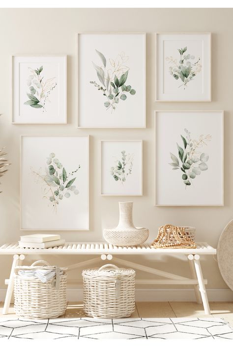 Eucalyptus Print, Neutral Wall Art,Greenery Print, Botanical,Gold Leaf Leaves Plant Botanical Print, Sage Green, Boho Home Decor, Wildflower 6 Gallery Wall, Purple Wall Art, Matisse Print, Botanical Wall Decor, Museum Poster, Gallery Wall Prints, Preppy Room, Purple Walls, Neutral Walls