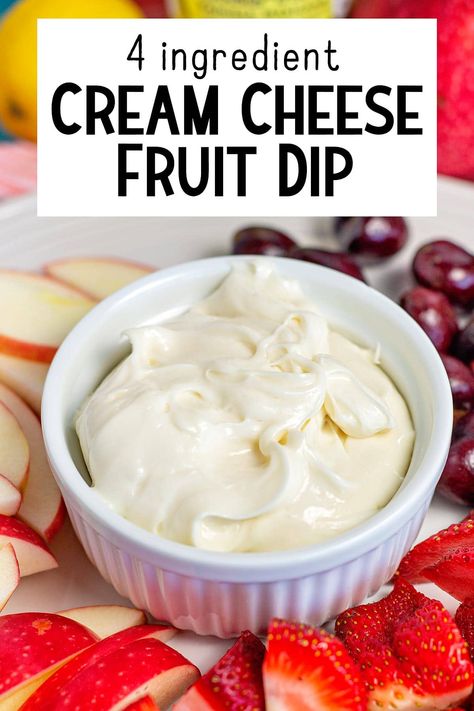 This is the Best Cream Cheese Fruit Dip recipe! Cream cheese, powdered sugar, vanilla, & lemon come together to make the most amazing sweet and creamy dip. Cream Cheese Fruit Dip Recipe, Easy Fruit Dip, Fruit Dip Recipe, Cream Cheese Fruit Dip, Dessert Dip Recipes, Fruit Dips, Fruit Dips Recipes, Sweet Dips, Creamy Dip