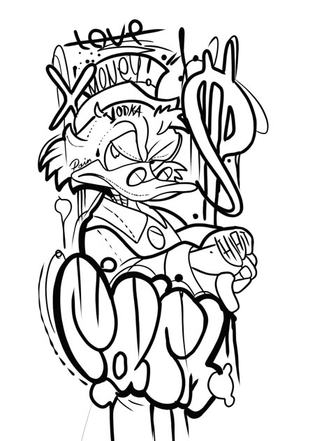 Gangsta Tattoos, Graffiti Tattoo, Tattoo Outline Drawing, Muster Tattoos, Stencil Outline, Tattoo Zeichnungen, Graffiti Doodles, Sketch Tattoo Design, Tattoo Stencil Outline