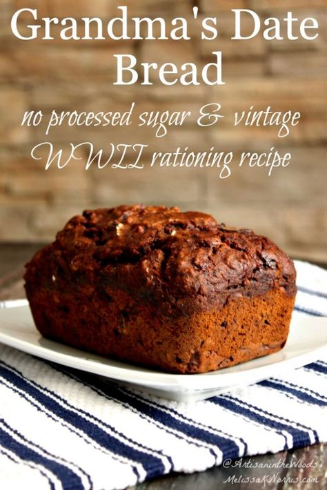 Vintage Recipe: Grandmother’s Date Bread Recipe – Melissa K. Norris Date Bread, Date Nut Bread, Pembuat Roti, Dessert Aux Fruits, Nut Bread, Processed Sugar, Grandmas Recipes, Bread Recipes Sweet, Dessert Bread