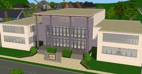 Welcome to Crystal Creek High School, home of the Tigers! Usa High School, Bloxburg School, School Layout, Sims 2 House, Minecraft School, Castle House Design, Modern Family House, School Decal, Minecraft Modern