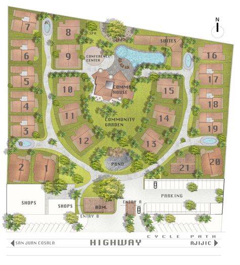 Small House Communities, Site Development Plan, Site Plan Design, Resort Design Plan, Resort Plan, Co Housing, Tiny House Village, Urban Design Concept, Urban Village