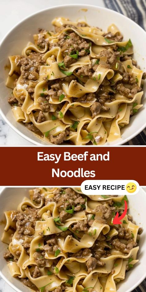 Try this easy and delicious Beef and Noodles recipe, perfect for a quick weeknight dinner. Made with lean ground beef, egg noodles, and a savory gravy, this budget-friendly dish is sure to please the whole family. Ideal for busy nights, this comforting meal is ready in under 30 minutes. 30 Min Beef And Noodles, Cooking With Hamburger Meat Ground Beef, Comfort Ground Beef Recipes, Ground Meat And Noodles Recipes, 30 Minute Beef And Noodles, Recipes With Ground Beef And Egg Noodles, Ground Beef And Noodles Easy, Beef And Egg Noodle Recipes, Hamburger And Noodle Recipes