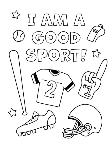 Print your Free Sports Coloring Pages! Color in baseball coloring pages, basketball coloring pages, football coloring pages, soccer coloring pages, and more!  Free Sports Coloring Pages for Kids Sports Week Preschool Crafts, Pre K Sports Activities, Sport Themed Activities, Sports Theme Activities For Toddlers, Sports Theme Lesson Plan For Preschool, Sports Crafts For Toddlers, Sports Preschool Activities, Prek Sports Theme Activities, Football Activities For Kids