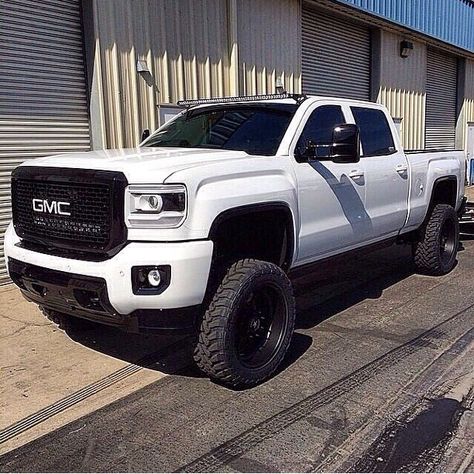 GMC Sierra 2500HD Black and White White Gmc Sierra, Single Cab Trucks, Custom Lifted Trucks, Trucks Lifted Diesel, White Truck, Lifted Truck, Lifted Chevy Trucks, Lifted Chevy, Jacked Up Trucks