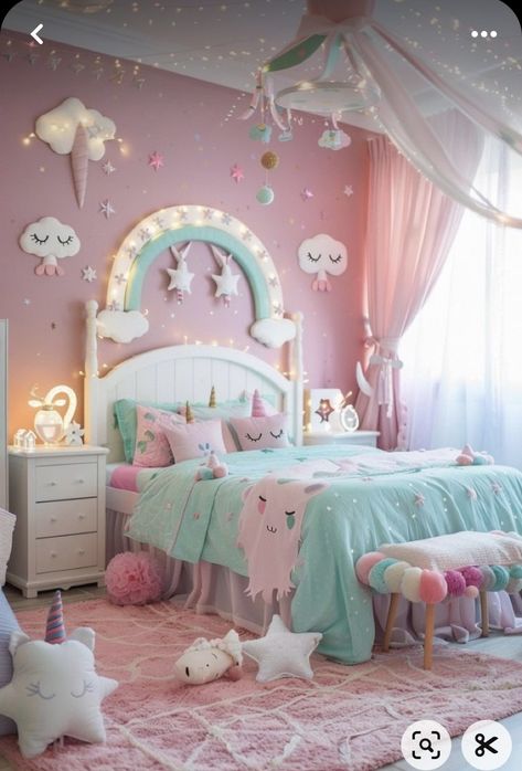 Girls Bedroom Ideas Unicorn, Unicorn Bedroom Ideas Kid Rooms, Unicorn Bedroom Ideas, Ivy Bedroom, Bright Kids Room, Girls Bedroom Themes, Best Master Bedrooms, Childrens Bedrooms Design, Unicorn Room Decor