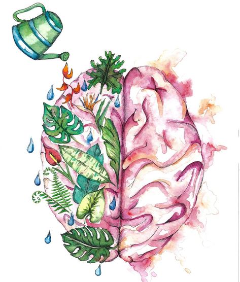 Because sometimes your brain isn't a flower garden. Sometimes it's a jungle. That, or I've just been buying waaaayyyy too many houseplants.… Mulan 3, Brain Tattoo, Medical Tattoo, Brain Art, Medical Art, Mental Health Matters, Health Matters, Anatomy Art, Health Awareness