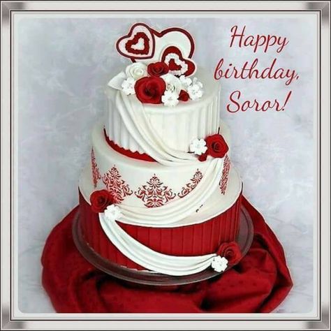 Happy Birthday Soror DST Wedding Cake Dummies, Valentines Wedding Cake, Cake Wrecks, Wedding Cake Roses, 65th Anniversary, Romantic Wedding Cake, Valentines Day Cakes, Valentine Cake, Pop Pop