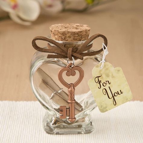 Message Jar, Parchment Scroll, Wedding Hacks, Wedding Tokens, Favors Ideas, Wedding Gifts For Bride And Groom, Wedding Shower Favors, Keys Wedding, Clear Glass Jars