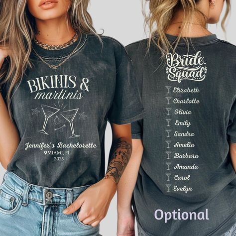 Bikinis and Martinis shirt, Personalized Shirt, Bachelorette shirt, Unisex Party Tee, Custom Tee Gift Bridal Shower Shirt by ImpressaStudio on Etsy Bridal Shower Shirts, Bachelorette Shirt, Bachelorette Shirts, Bride Tribe, Girls Weekend, Custom Tees, Girls Night Out, Personalized Shirts, Week End