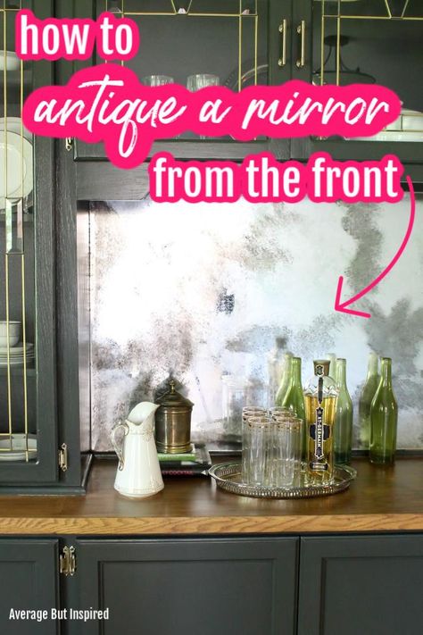 This is great! Learn to antique a mirror from the front, instead of the back (which is the usual method of antiquing a mirror).  You don't have to remove the mirror backing and you can do it all with paint! #antiquemirrordiy #howtoantiqueamirror #antiquemirrorwithpaint #antiquemirrortechniques Diy Antiqued Mirror, Frosting Mirrors Diy, Antiquing A Mirror Diy, How To Make Antique Mirror, Aging A Mirror, Mirror Stenciling Ideas, Antiquing A Mirror, Antiquing Mirrors Diy, Paint On Mirrors Ideas