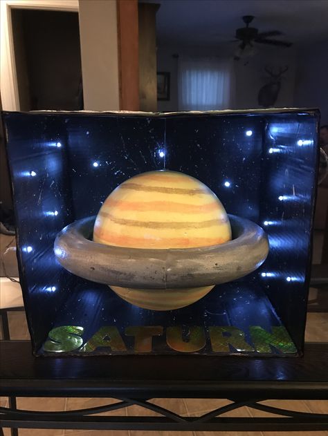 Drew’s Science Project: Saturn Model How To Make Saturn Project, Diy Saturn Planet Project, Uranus Diorama, 3d Saturn Planet Project, Saturn Model Project Kids, Saturn Science Project, Jupiter Project For School, Saturn Project For School, Jupiter Planet Project For Kids