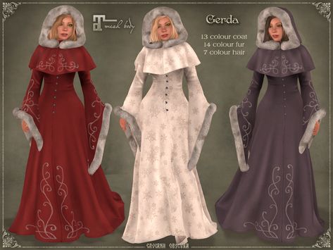 Sims 4 Royal Winter Cc, Fantasy Winter Dress Drawing, Sims 4 Medieval Winter Cc, Sims 4 Frozen Cc, Sims 4 Cape Cc, Sims 4 Cloak Cc, Sims 4 Fur Coat Cc, Sims Cc Winter Clothes, Sims 4 Winter Coat