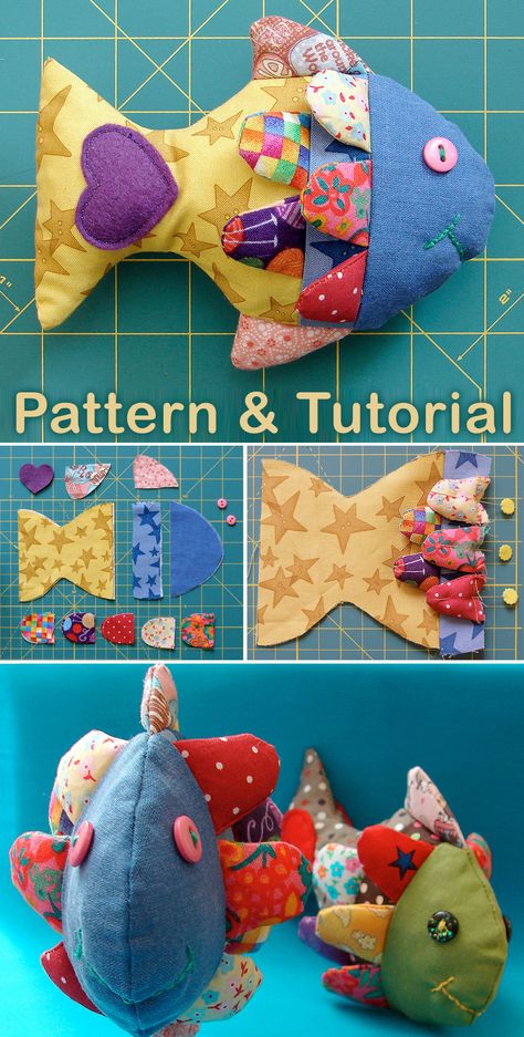 Fabric Toys Diy, Sewing Soft Toys, Toy Fish, Fabric Christmas Ornaments Patterns, Fish Pillow, Fabric Fish, Christmas Ornaments Patterns, Baby Toys Diy, Animal Sewing Patterns