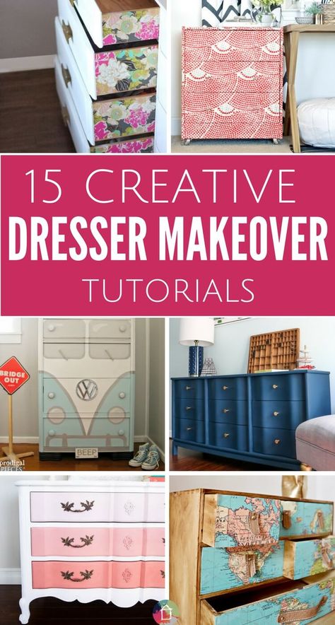 Have an old dresser laying around? These DIY dresser projects will inspire you to tackle a dresser makeover ASAP. Dresser Projects, Dresser Makeover Ideas, Dresser Makeovers, Diy Dresser Makeover, Dressers Makeover, Diy Dresser, Diy Furniture Renovation, Furniture Rehab, Dresser Makeover