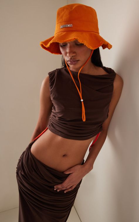 Orange Bucket Hat Outfit, Bucket Hat Outfit, Hat Outfit, Cotton Hat, Outfits With Hats, Moda Operandi, The Label, Orange Color, Designer Fashion