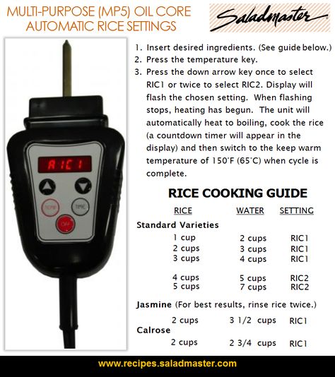 Rice Cooking Guide | Automatic Rice Settings for Saladmaster Multi-Purpose (MP5)… Skillet Rice, Saladmaster Cookware, Salad Master Recipes, Saladmaster Recipes, Frying Pan Recipes, Salad Master, Healthy Cookware, Electric Skillet Recipes, Electric Skillet