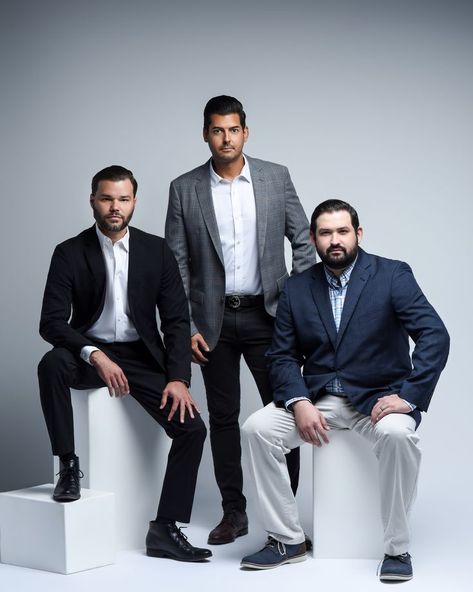 3 Men Photoshoot, Office Group Photo Ideas, Corporate Group Photos, Real Estate Team Photoshoot Ideas, Team Photo Ideas Business, Professional Group Photos, Business Group Photos, Group Posing Ideas, Company Photoshoot Ideas