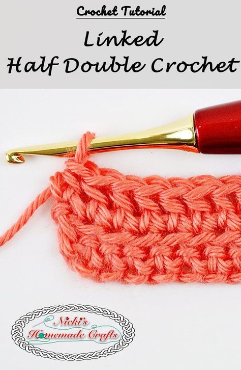 Linked Half Double Crochet - Crochet Tutorial - Photo and Video - Nicki's Homemade Crafts #linked #halfdoublecrochet #crochet #crochettutorial #learn #howto #diy #easy #best #secret Crochet Smock Stitch, Crochet Pouches, Stitches Design, Crochet Classes, Half Double Crochet Stitch, Crochet Tips, Cheap Crafts, Crochet Blog, Stitch Ideas