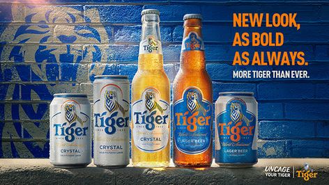 Tiger-Beer-'Yet-Here-I-Am'-Product-Key-Visual-Branding-in-Asia Tiger Beer, Brand Refresh, Beer Company, Lager Beer, Key Visual, Beer Brands, Social Media Design Inspiration, Visual Branding, Signage Design