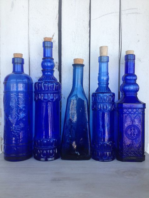 Indigo от Tatyana Ogarenko на Etsy Colbalt Blue, Blue Glass Bottles, Everything Blue, Blue Glassware, Blue Things, Glass Bottles With Corks, All Things Blue, Cobalt Glass, Blue Cobalt