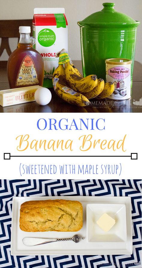 Organic Banana Bread Recipe | homemadeforelle.com    #baking #bananas #sugarfree Organic Banana Bread Recipe, Organic Baking Recipes, Real Food Dinner, Homemade Baked Bread, Organic Baking, Organic Cooking, Coconut Bread, Easy Banana Bread Recipe, Homemade Dinner Rolls