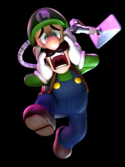 Frightened Luigi from Luigi's Mansion: Dark Moon Luigi's Haunted Mansion, Luigi Art, Luigi's Mansion Dark Moon, Luigis Mansion, Luigi Mansion, Luigi's Mansion 3, Super Mario And Luigi, Luigi's Mansion, Nintendo Characters