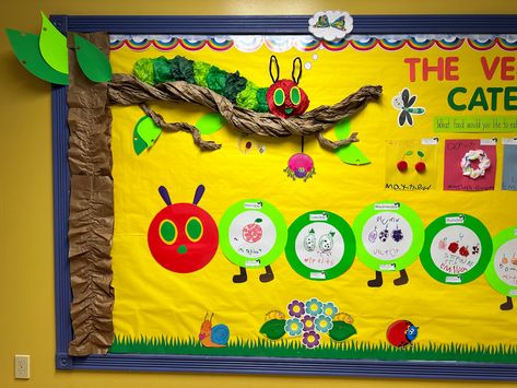 Very Hungry Caterpillar Bulletin Board Classroom Displays, Hungry Caterpillar Bulletin Board Ideas, The Very Hungry Caterpillar Bulletin, Hungry Caterpillar Bulletin Board, Caterpillar Bulletin Board, Classroom Wallpaper, Turtle Classroom, Caterpillar Preschool, Insect Study