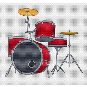 Drum Kit Cross Stitch Kit Drum Lessons For Kids, Drum Craft, Flag Cross Stitch, Baby Born Kleidung, Cross Stitch Embroidery Patterns, Embroidery Patterns Ideas, Drum Circle, Cross Stitch Kitchen, Xmas Cross Stitch