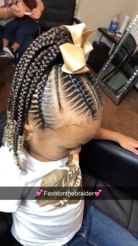 Pin on Rainbow Sparkle Momo Hair Hair Style For Little Black Girls Kids Braid Styles, Kids Hair Styles Braids, Braided Ponytail With Beads, Neat Cornrows, Kids Hairstyles Black, Black Kids Braids, Girls Cornrow Hairstyles, Kids Braids Hairstyles, Beads Video