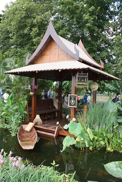 Thai Garden, Hampton Court Palace Flower Show by richbd, via Flickr Thai Garden Ideas, Thai House Design, Thai Garden, Where To Stay In London, Thai Decor, Chao Phraya River, Hampton Court Flower Show, Scented Flowers, Tropical Trees