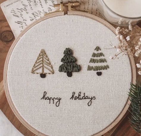 Simple Winter Embroidery, Simple Christmas Hand Embroidery, Simple Christmas Embroidery Patterns, Christmas Tree Embroidery Patterns, Simple Christmas Embroidery, Winter Embroidery Patterns, Christmas Embroidery Patterns Free, Embroidery Christmas Tree, Embroidery Christmas Ornaments