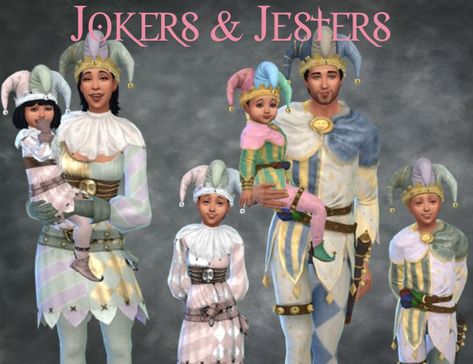 Sims 4 Jester Cc, Male Jester, Jester Outfits, Harley Quinn Top, Medieval Jester, Jester Outfit, Joker Outfit, Sims 4 Male, Skyrim Nexus Mods