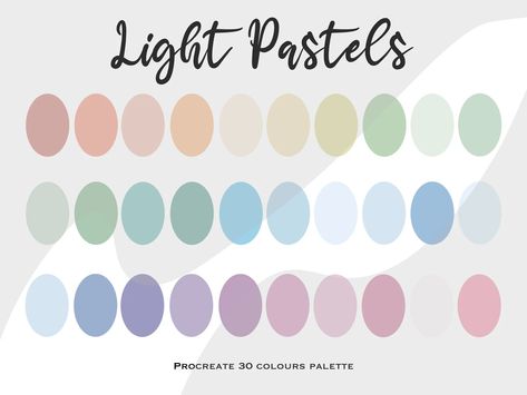 Procreate Color Palette Light Pastel Color Palette 30 - Etsy UK Pastel Rainbow Color Palette, Aesthetic Paint, Rainbow Color Palette, Procreate Palette, Soft Summer Palette, Procreate Color Palette, Pastel Color Palette, Cowhide Print, Palette Design