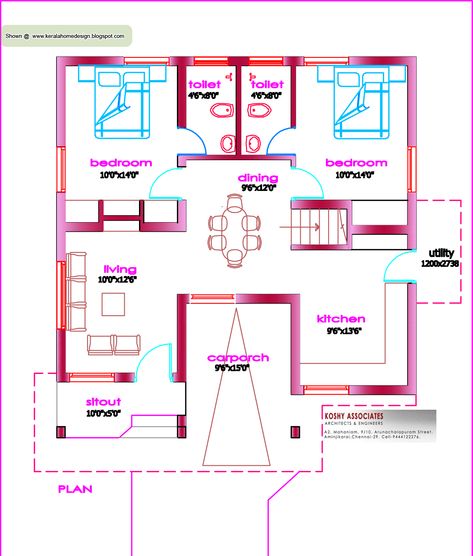 tiny house plans 700 square feet or less 3 bedroom | 2comments on "Single Floor House Plan - 1000 Sq. Ft." 1100 Sq Ft House Plans, 1000 Sq Ft House, Architectural Plan, Trendy House, Kerala House, Indian House Plans, Indian House, 1000 Sq Ft, Free House Plans