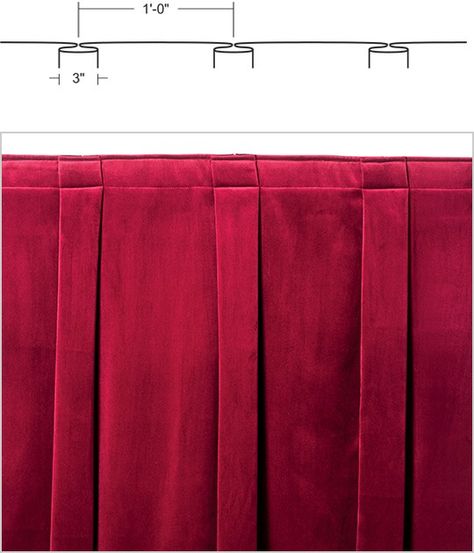 Curtain Fullness Box Pleat Curtains, Stage Curtains, Pleat Curtains, Curtain Backdrops, Red Curtains, Sewing Pillows, Pleated Curtains, Church Decor, Extra Fabric