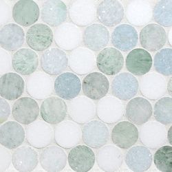 Natural-stone flooring-Mosaics-Hard floors-Rounds Marine Blend-Complete Tile Collection Camp Bathroom, Mosaic Backsplash Kitchen, Mosaic Tile Patterns, Penny Round Mosaic, Penny Round Tiles, Mosaic Tile Backsplash, Penny Tile, Penny Round, Round Tiles