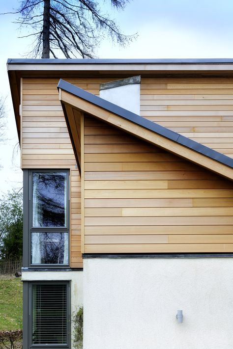 Architect Select Western Red Cedar in Secret Fix RW115 Profile - Woodpeckers B&B, Blairgowrie Nordic Exterior, Wooden Cladding Exterior, Exterior Wood Cladding, Outdoor Cladding, Cladding Ideas, Cladding Exterior, Larch Cladding, Cedar Cladding, Exterior Signage