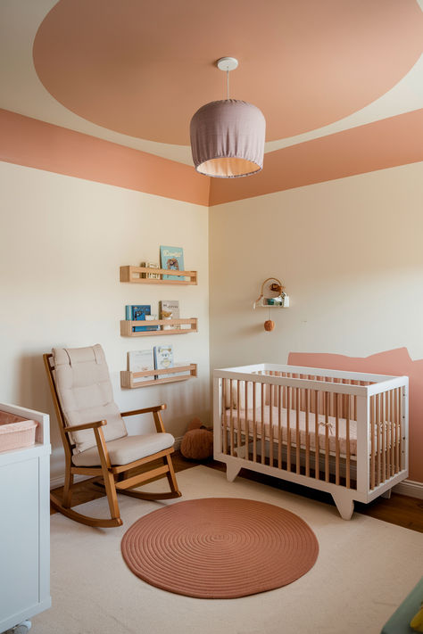 68 Amazing Painted Ceiling Ideas Retro Baby Nursery, Painted Ceiling Ideas, Nursery Color, Painted Ceilings, Nursery Color Scheme, Ceiling Ideas, Retro Baby, Nursery Colors, Painted Ceiling