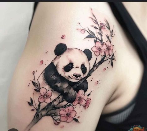 Divers Tattoo, Cute Panda Tattoo, Tattoos Panda, Panda Tattoo Design, Lace Sleeve Tattoos, Panda Bear Tattoos, Pet Tattoo Ideas, Flower Vine Tattoos, Cute Tattoo Ideas