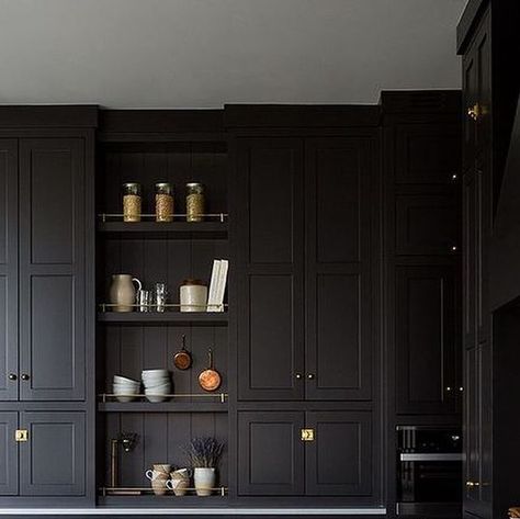 Lulu and Georgia on Instagram: "Black cabinets and light stone floors pair perfectly in this kitchen by @lightanddwell Photo by @amybartlam" Light And Dwell, Becki Owens, Oak Island, Lulu And Georgia, Black Cabinets, Design Aesthetic, Stone Flooring, Exciting News, End Of Summer