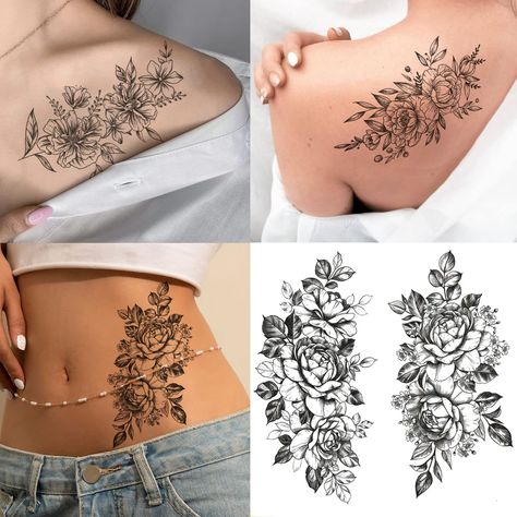 Tattoos For Women Rose, Peony Flower Tattoo, Sketch Flower, Black Sketch, Tattoos Infinity, Tattoos Mandala, Inspiration Tattoo, Tattoos Geometric, Tattoos Skull